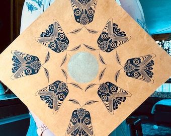 Moth block print, Kaleidoscope, Entymology, Linocut art print