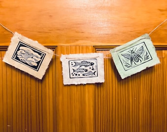Mini Block Print Pennant, LIMITED EDITION, Nature Lovers