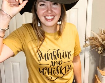 Fun T-Shirt, Sommer T-Shirt - Sunshine & Whisky, Country Musik Konzert T-Shirt
