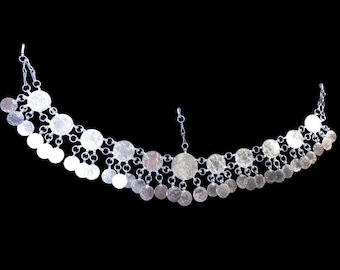 Tocado amazigh: joyería nupcial tradicional marroquí en acero inoxidable blanco