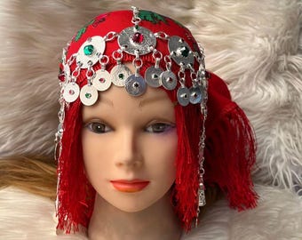 Authentic Amazigh Berber Headdress – Handmade Moroccan Traditional Headpiece – Ethnic Tribal Jewelry – Cultural Statement Accessory