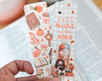 Cute Christian Fall Bookmark | Jesus Bookmark | Autumn Bible Bookmark | Faith Bookmark | Christian Gift for Women |