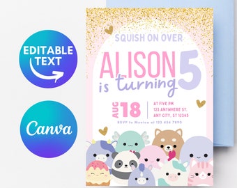 Squishmallow födelsedagsinbjudan, Squishmallow födelsedagsfest