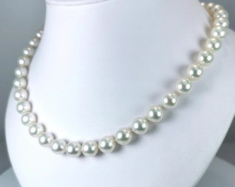 Collier Perles Blanches nacrée- collier ras de cou perle blanche pour Femme - Bijoux  perle blanche et acier inoxydable- cadeau St Valentin