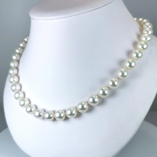Collier Perles Blanches nacrée- collier ras de cou perle blanche pour Femme - Bijoux  perle blanche et acier inoxydable- cadeau St Valentin