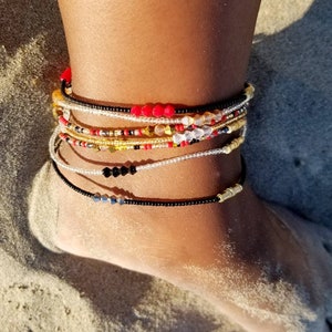 Colorful Crystal Bead Anklet Foot Chain Summer Trendy Foot Chain