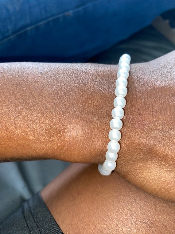 Bracelet De Perles Blanches Vintage - Très Bon état - Occasion