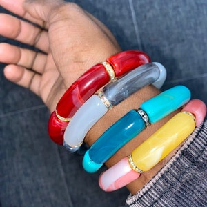 Acrylic bracelet tube - curved acrylic bracelet - elastic acrylic bracelet - acrylic bracelet tube 13 * 14mm elastic - handmade