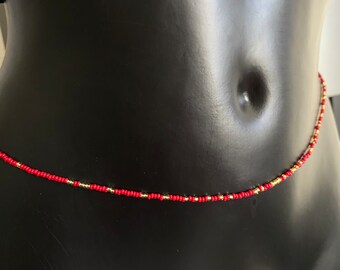 Ceinture De Perles De Taille Bayas Bine Bine - Bijou Corps Verre Bleu - Marque Neerem
