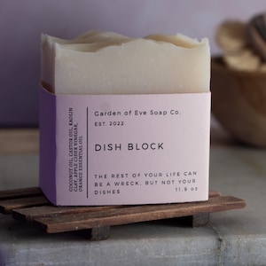 Dish soap bar- Natural ingredients- orange essential oil- zero waste- Palm free soap, small batch, handmade, vegan, cruelty free