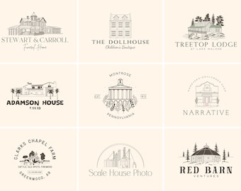 Aangepast handgetekend huislogo | Aangepast logo-ontwerp | Cottage-logo | Boerderijlogo | Huislogo | Fotografielogo | Nieuw logo voor kleine bedrijven |