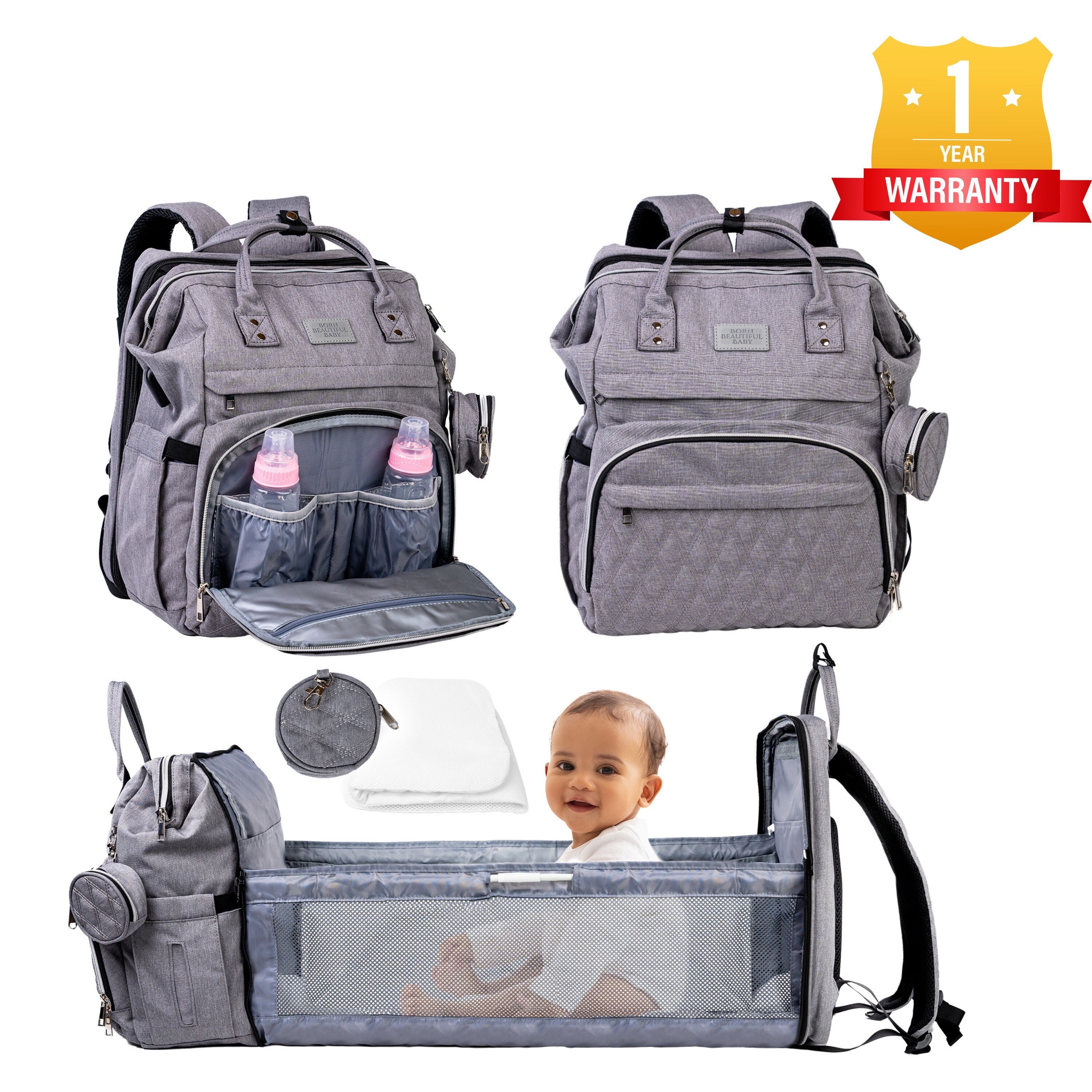 3 In 1 Diaper Bag Backpack With Changing Station, Diaper Bags For Baby  Girls Boys, Baby Shower Gifts, Newborn Essentials Must Haves, Multi-functio