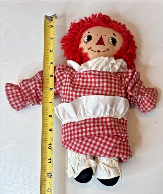 raggedy ann red dress Vintage Raggedy Ann Doll Red Check Dress Heart Chest Plush Stuffed Toy  Classic