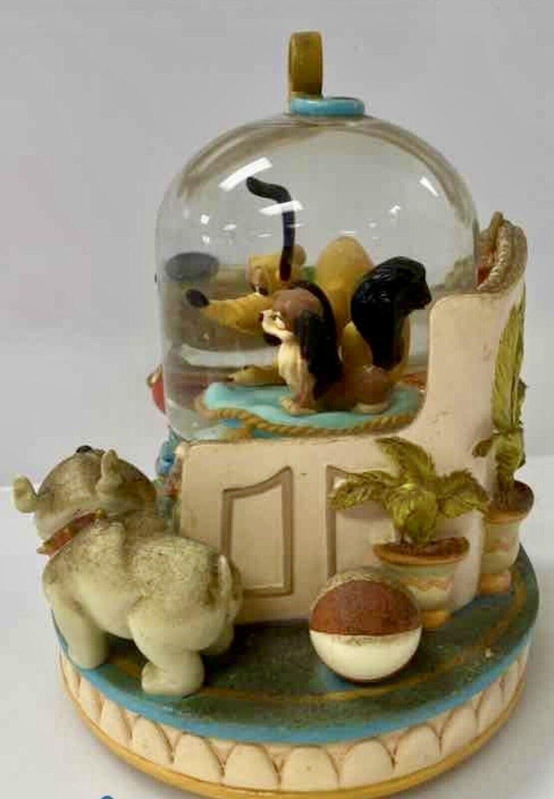 Disney Mickey Mouse & Pluto Snow Globe Pirate Theme Musical Figurine image 4