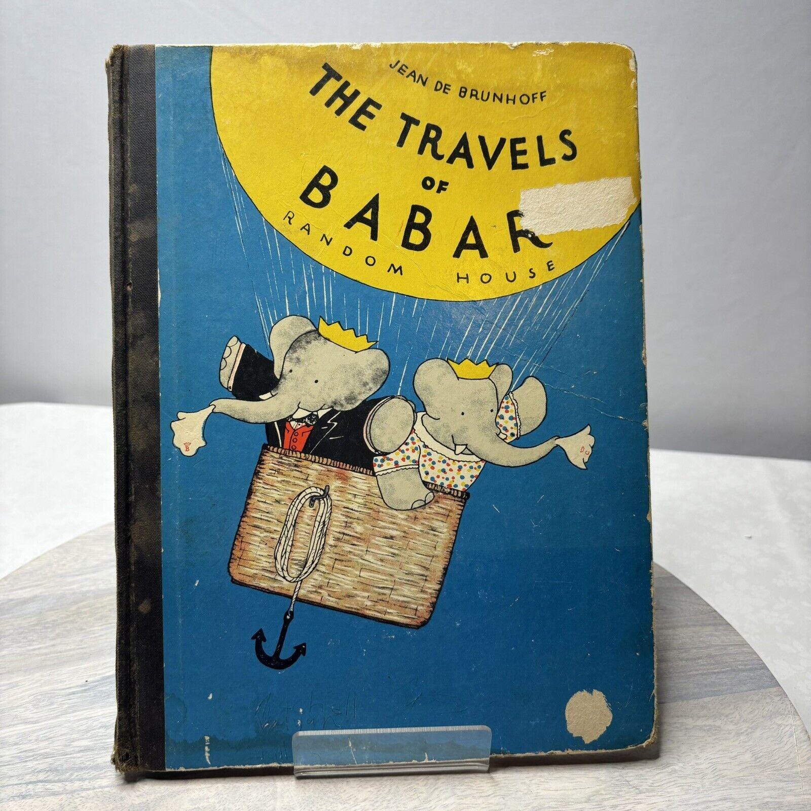 Vintage 1934 the Travels of Babar Book, Random House Jean De