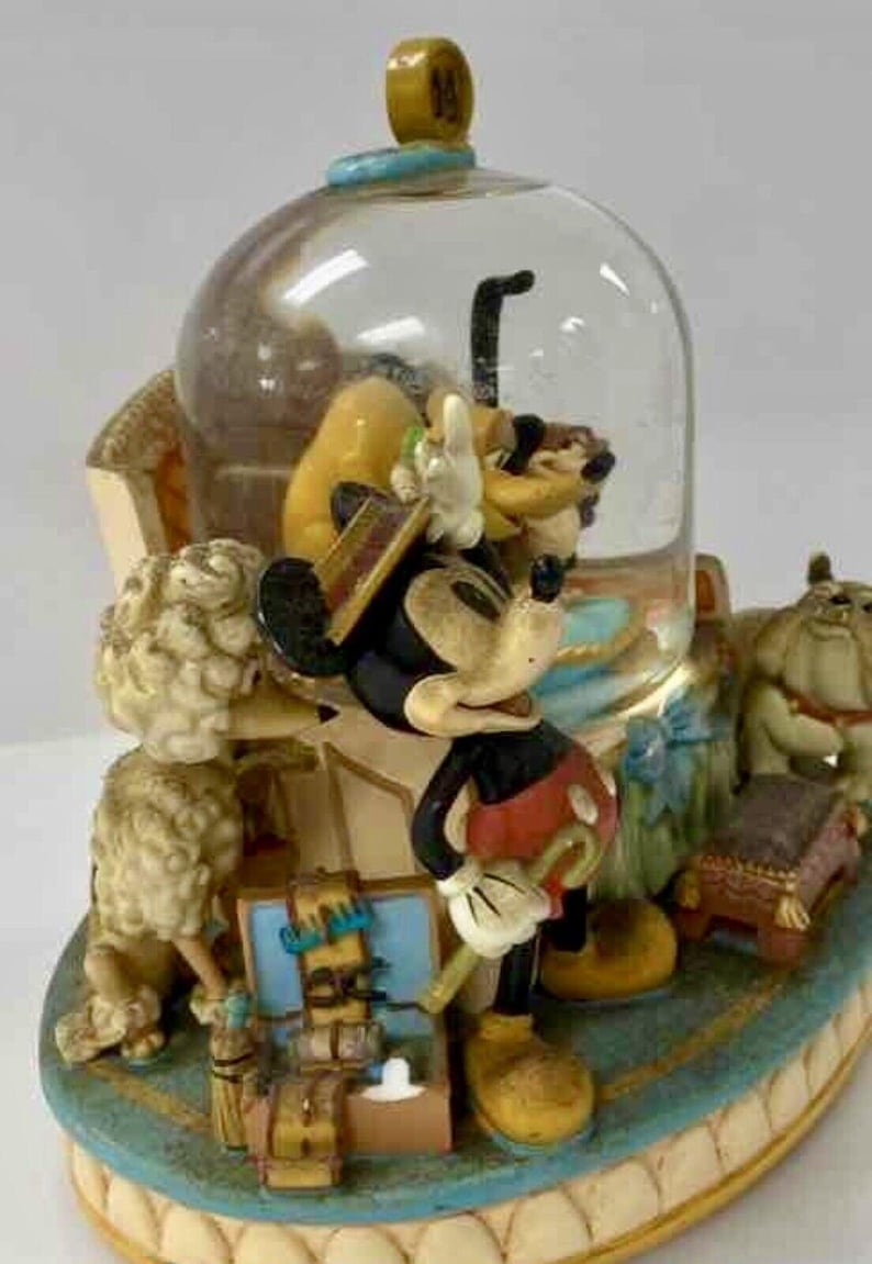 Disney Mickey Mouse & Pluto Snow Globe Pirate Theme Musical Figurine image 6