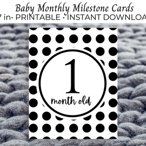 Cartes imprimables d’étape mensuelle de bébé Téléchargement numérique monochrome
