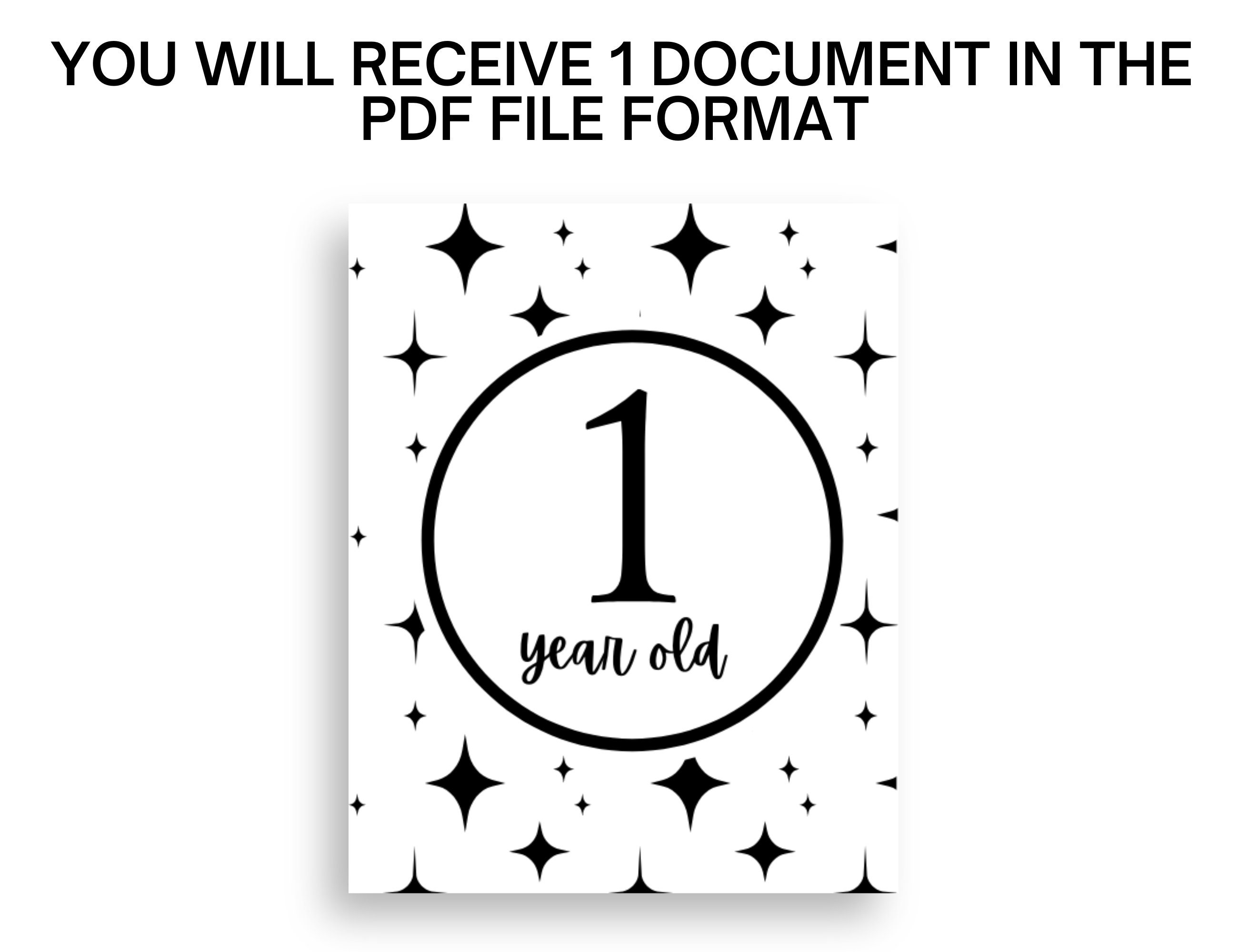 Baby Monthly Milestone Printable Cards Monochrome Digital Download - Etsy