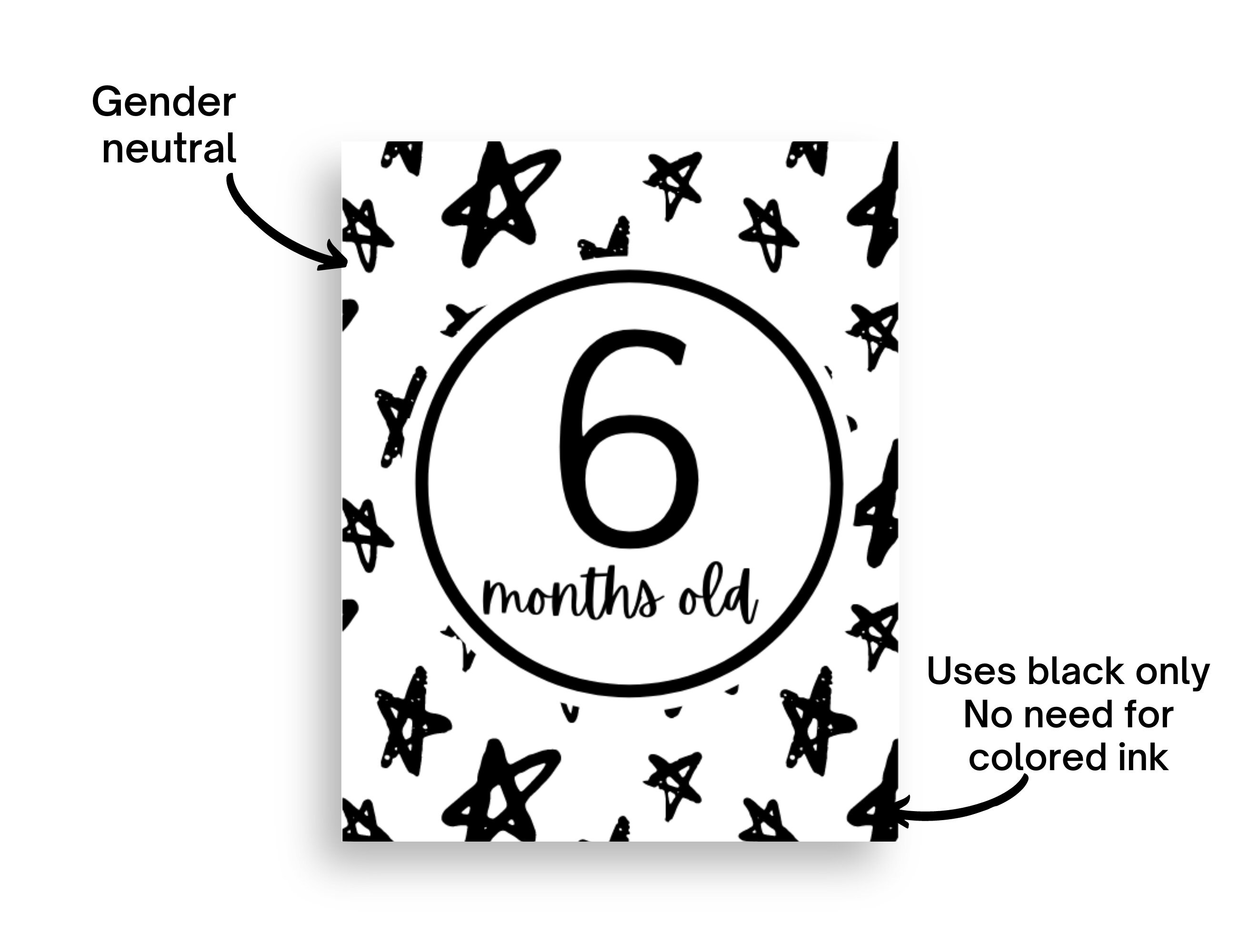 Baby Monthly Milestone Printable Cards Monochrome Digital Download - Etsy