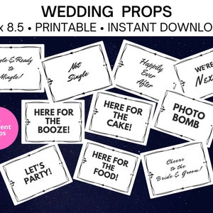 Wedding Photo Booth Props - Printable Wedding Props - Wedding Reception Signs- 20 Wedding Props - Minimalist Props - Instant Download
