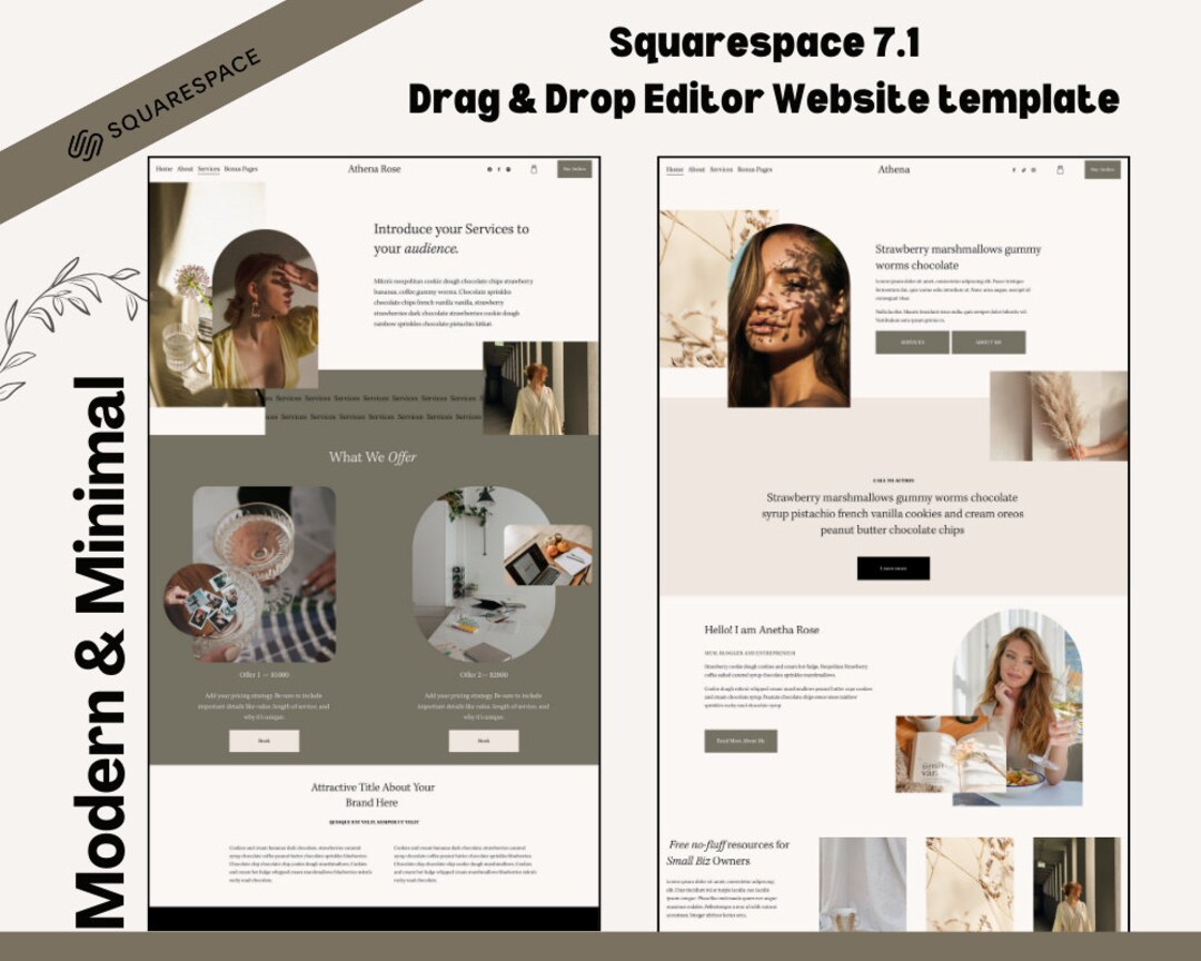 Squarespace 7.1 Website Template Modern Minimal and Elegant - Etsy
