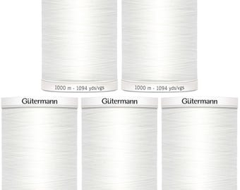 Gutermann Sew-All Thread 1,094yd, Nu White - 5 Pack
