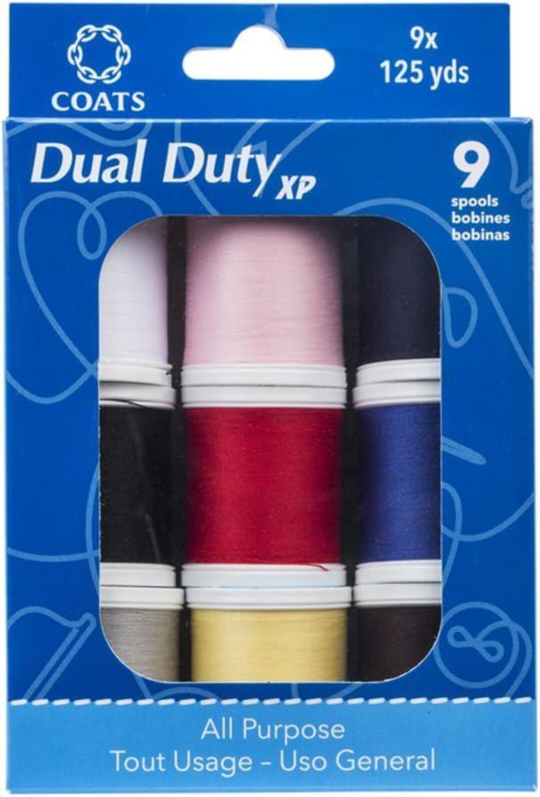 Coats & Clark Dual Duty XP Thread Set – 9 Spools, 125 Yards Each – All ...