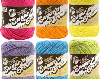 Lily Sugar n' Cream Solid Variety Assortment 6 Pack Bundle 100 Percent Cotton Medium 4 Worsted (Multicolor)
