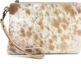 Mesa Luna Hair-on-Leather Pouch - Light Brown Wristlet/Clutch - Handcrafted in the USA!