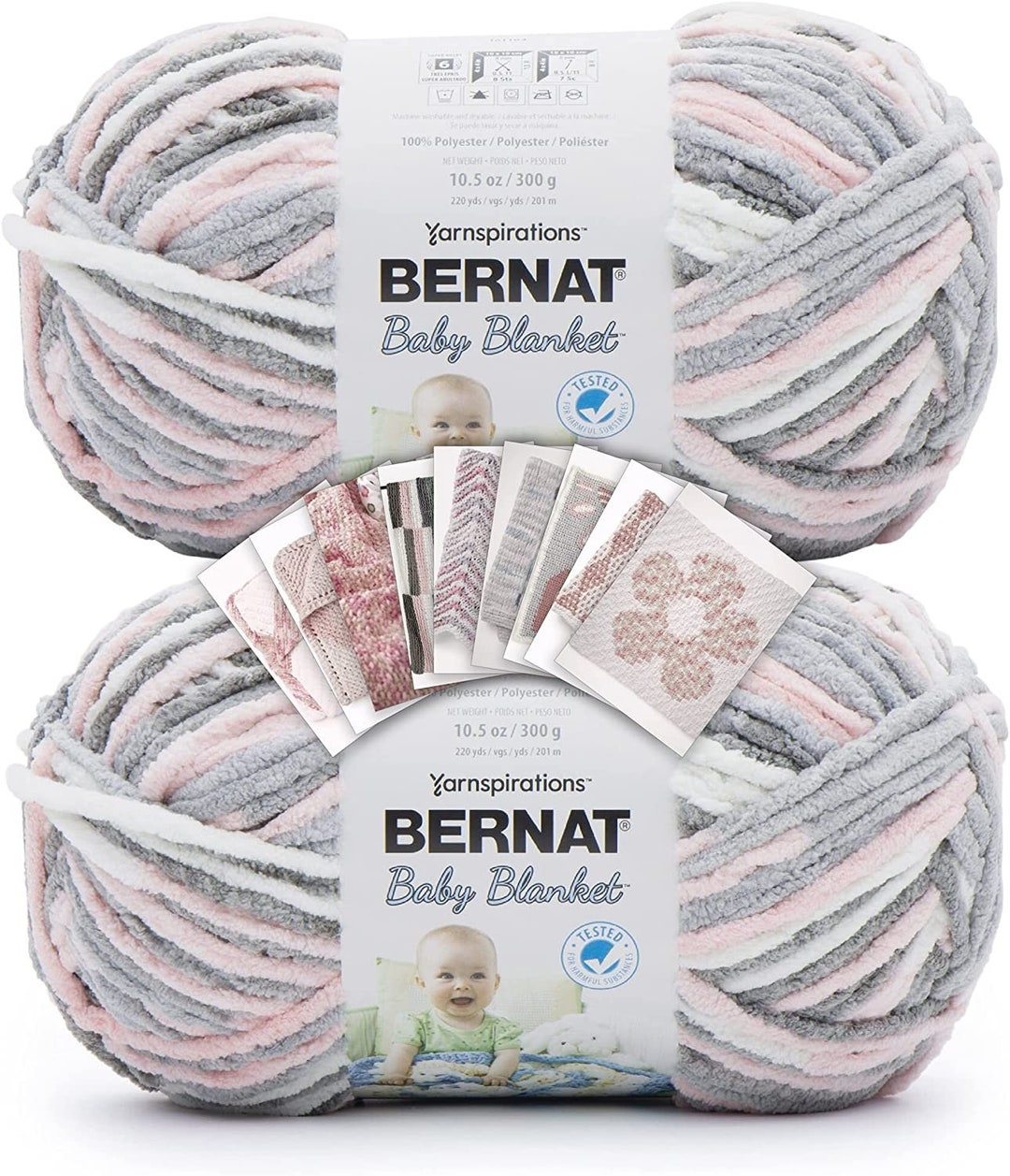 Bernat Blanket Yarn - Big Ball (10.5 Oz) - 2 Pack With Pattern Cards