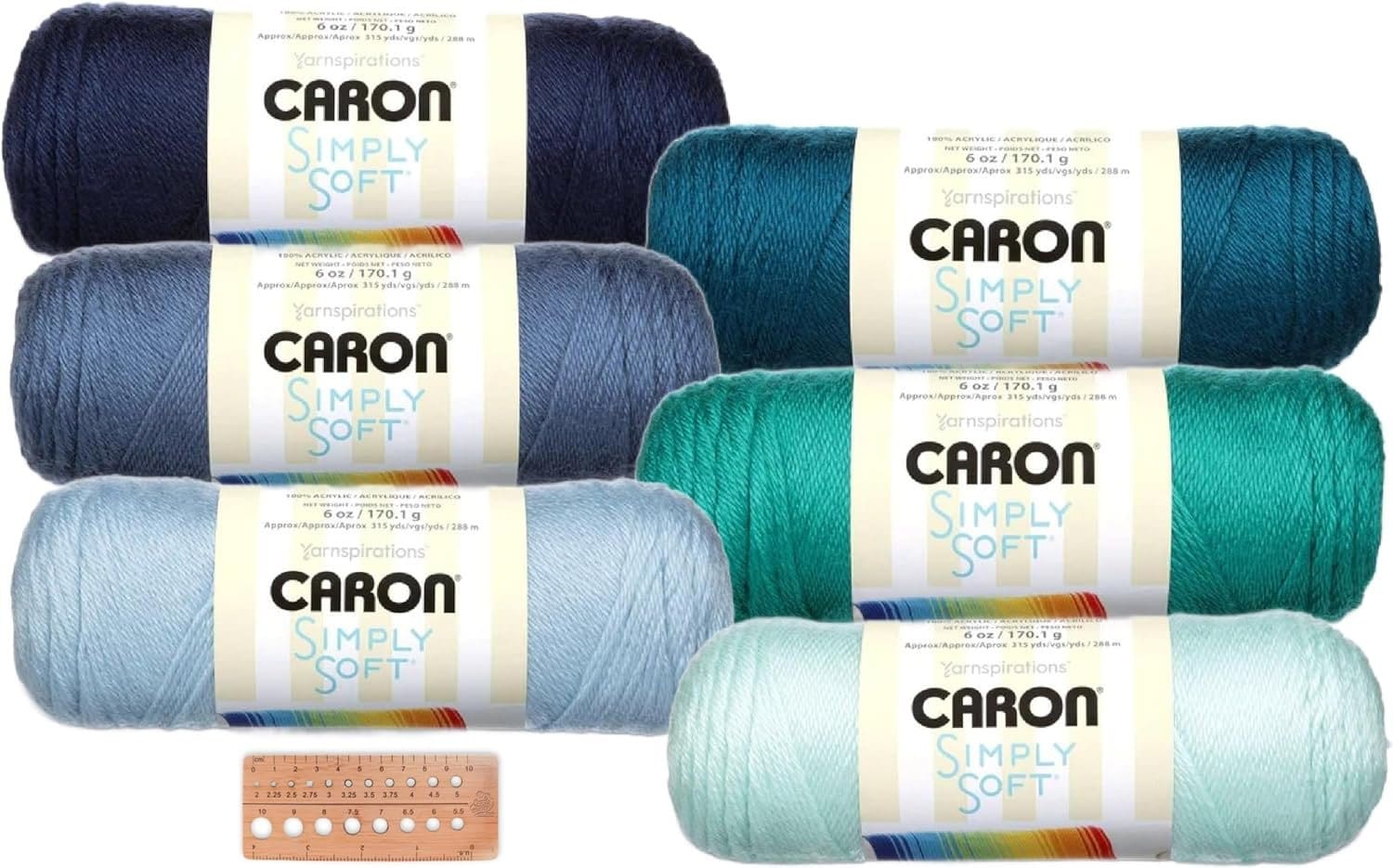 Caron Simply Soft Cobalt Blue Yarn - 3 Pack of 170g/6oz - Acrylic