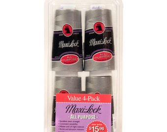 American & Efird 524 Maxi-Lock All Purpose Value Thread Spool Pack, Onе Paсk, Light Grey, 4 Ounce