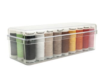 Threadsmith - 50 WT Cotton Thread Set – 27 Spools, 100 Meters Each – 3-Ply Mercerized Egyptian Cotton – Premium Sewing Thread in Reusable...