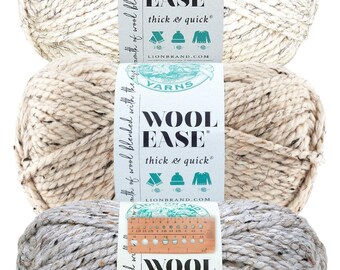 Lion Brand Yarn - Wool-Ease Thick & Quick - 3 Skein Assortment (Greige Tweeds)