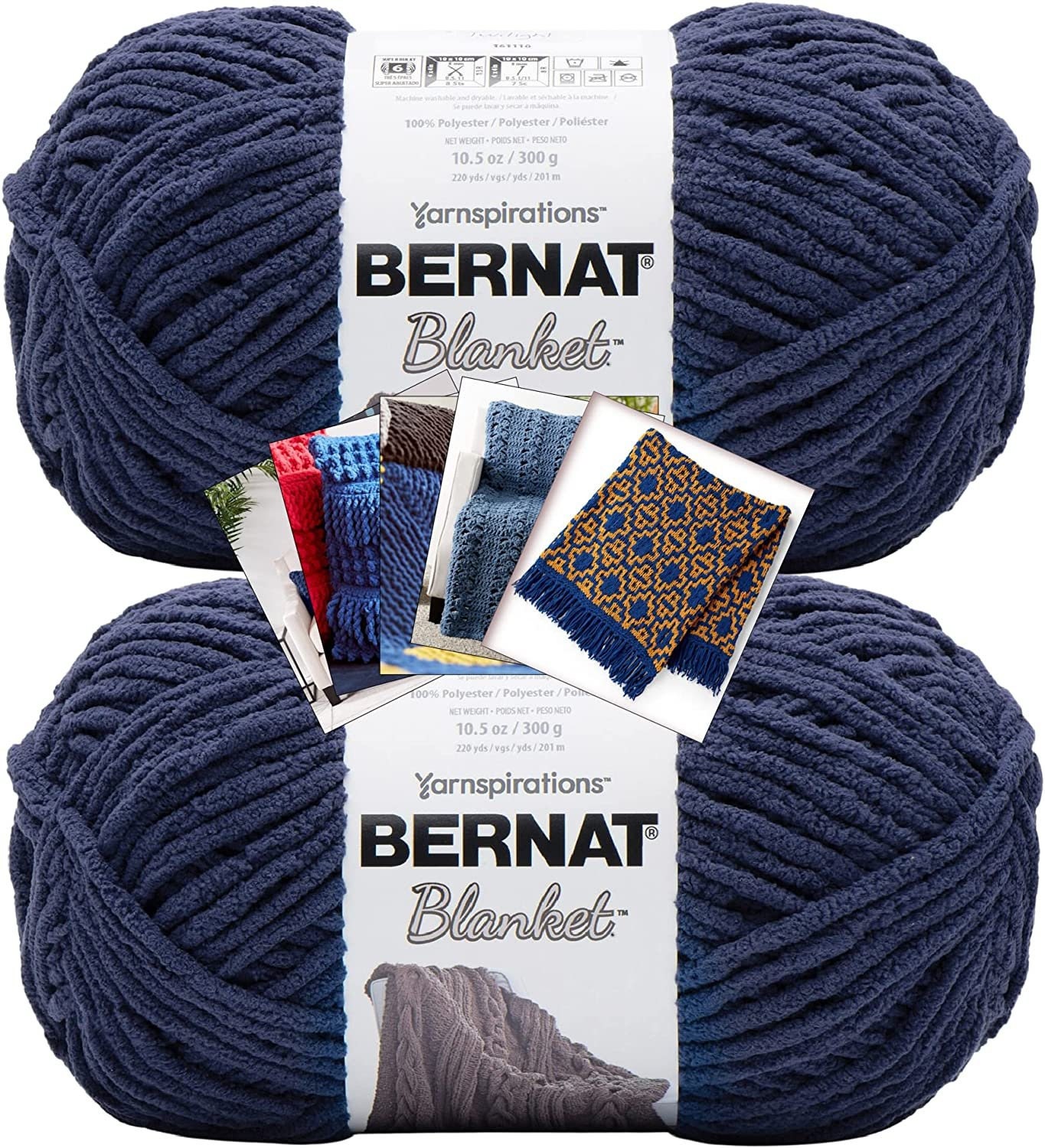 Bernat Blanket Yarn Big Ball 10.5 Oz 2 Pack With Pattern Cards in Color twilight Etsy