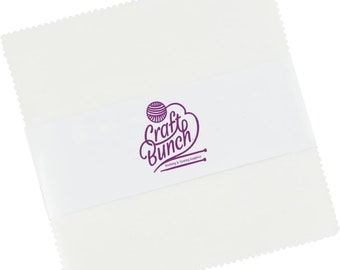 Craft Bunch - 5 inch Charm Pack - 42 Precut Fabric Squares (White)