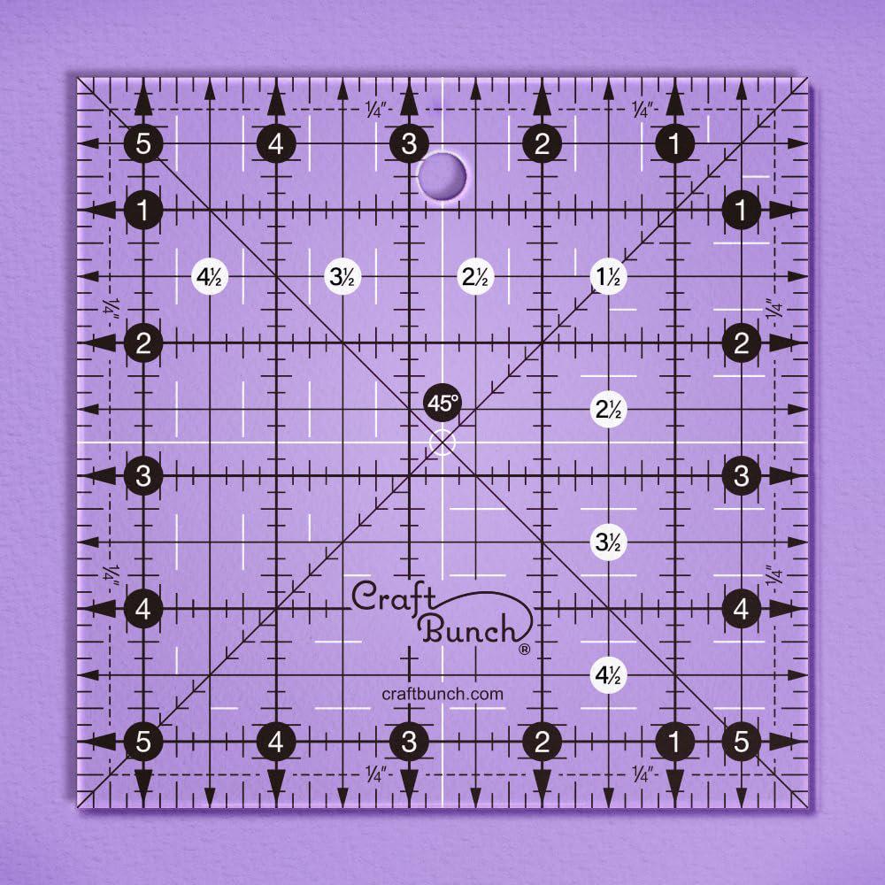 5-Piece Non-Slip Quilting Ruler Set - Acrylic Square Templates (2.5, 3.5, 4.5, 5.5, 6.5) - View #7