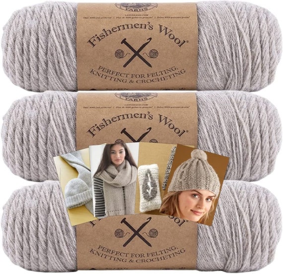 Lion Brand Yarn Fishermen's Wool 3 Pack With Pattern Cards 