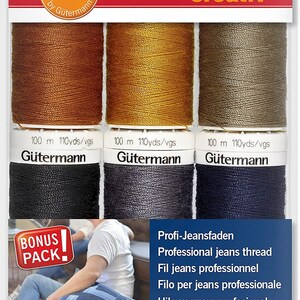 Gütermann Creativ Denim Box 12 bobines fil Jeans professionnel Denim 100 m, 5 aiguilles machine