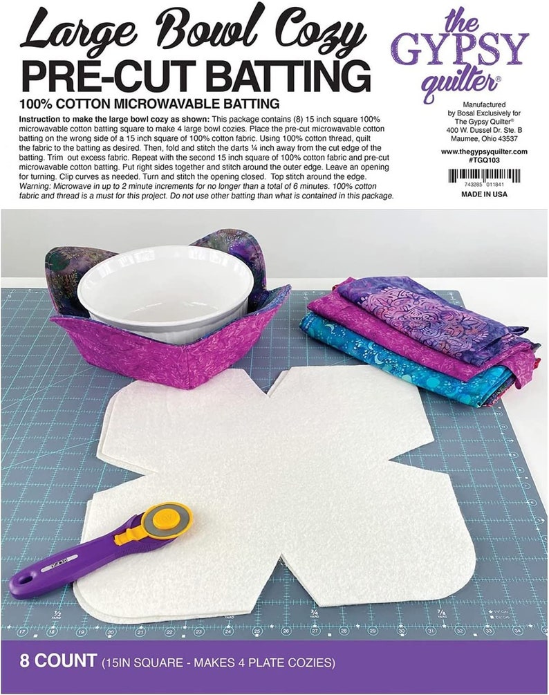 Checker Distributors Large Bowl Cozy Pre Cut Batting 8ct Etsy