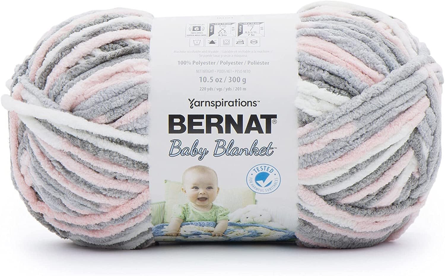 Bernat Baby Blanket Yarn Big Ball 10.5 Oz 2 Pack With Pattern Cards in