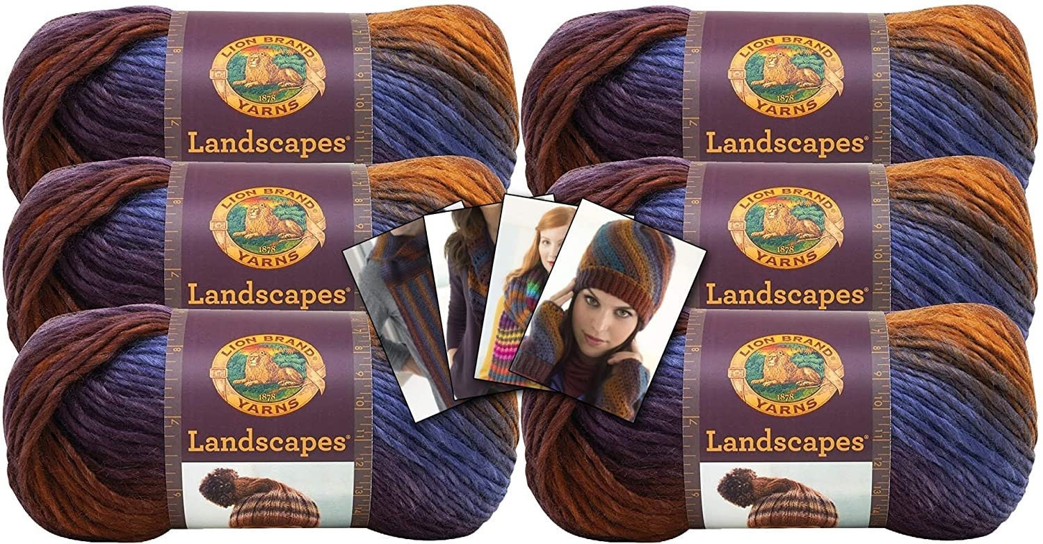  Lion Brand Yarn - 24/7 Cotton - 6 Skein Assortment