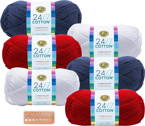 Lion Brand Yarn 24/7 Cotton 6 Skein Assortment mix 17 