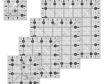 Craft Bunch - 5 Non-Slip Square Quilt Template Rulers - 2.5", 3.5", 4.5", 5.5", 6.5"