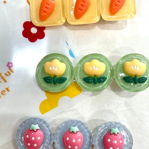 Kawaii Strawberry Hair Clips – Handmade Resin Fruit Accessory