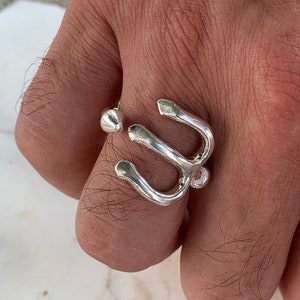 Poseidon Trident Ring, Silver Trident Ring, Nautical Ring, Ring for Men, Sterling Silver, Trident Ring Men, Boyfriend Gift, Gift for Him