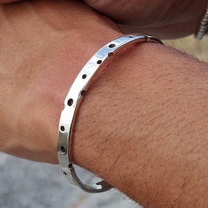 Silver Bracelet for Men, Men&#39;s Bracelet, Silver Cuff Men&#39;s, Sterling Silver, Unique Bracelets for Men, Minimalist Bracelet, Gift for Him