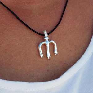 Trident Pendant, Silver Trident Necklace, Necklace for Men, Trident Necklace, God of Sea, Greek Mythology God, Spear Necklace