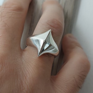 Rhombus Ring, Geometric Ring, Silver Ring Men, Sterling Silver, Minimalist Ring, Silver Ring, Unisex Ring, Ring for Men, Men&#39;s Jewelry
