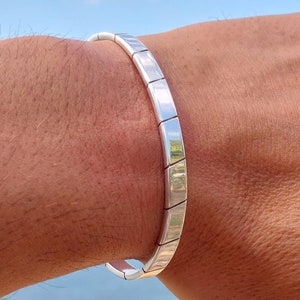 Silber Armband für Männer, Herren Manschette Armband, minimalistisches Armband, Silber Armreif Männer, Herren Schmuck, Geschenk für ihn, massives Sterling Silber